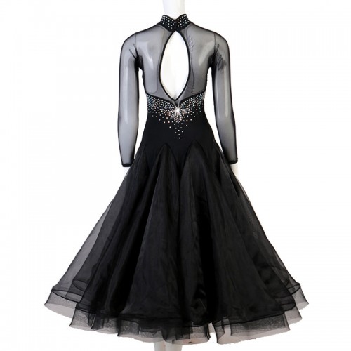 Girls ballroom dancing dresses women black colored waltz tango dance dress 